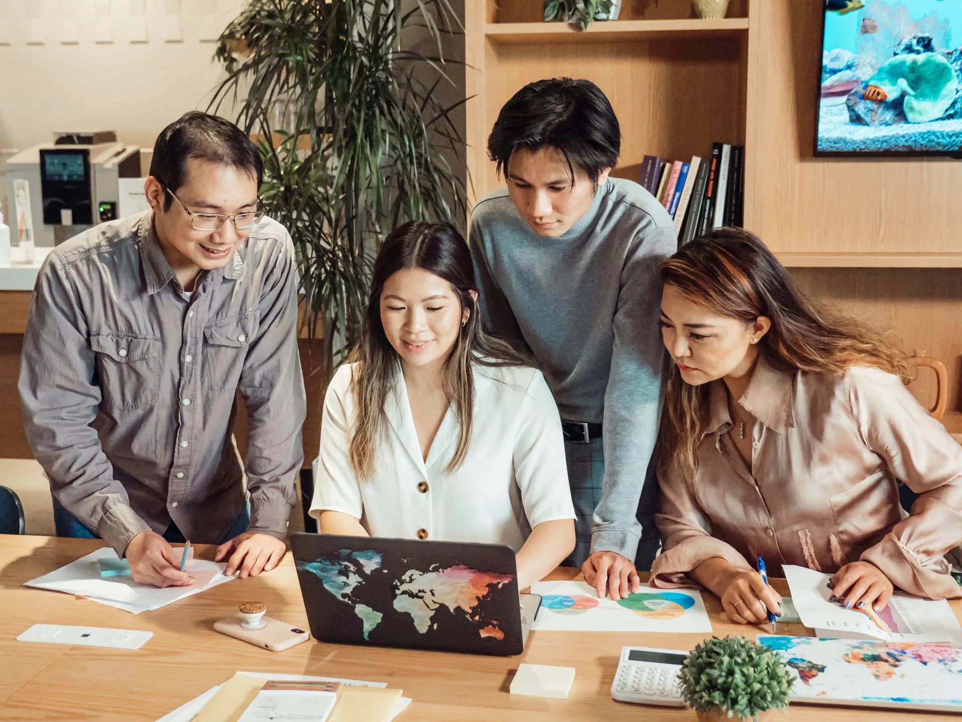 Team members collaborating together during a training session