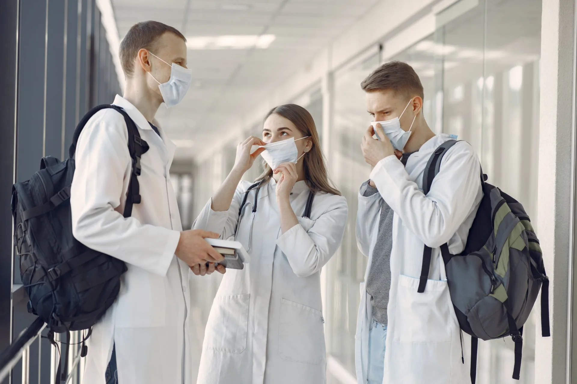 Group of medical students in a hallway